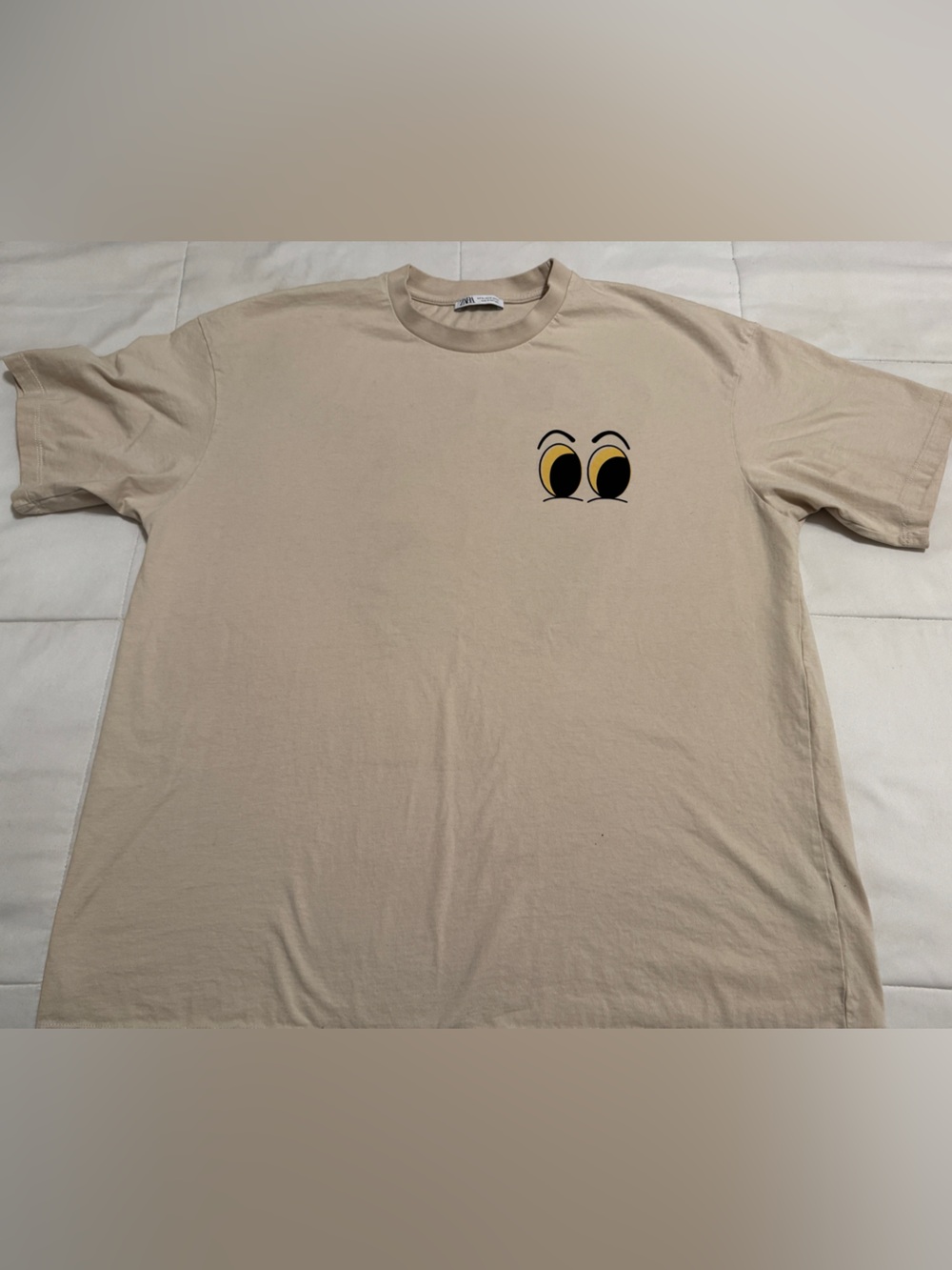 Men’s Zara Beige Short Sleeve Graphic Tee- XL